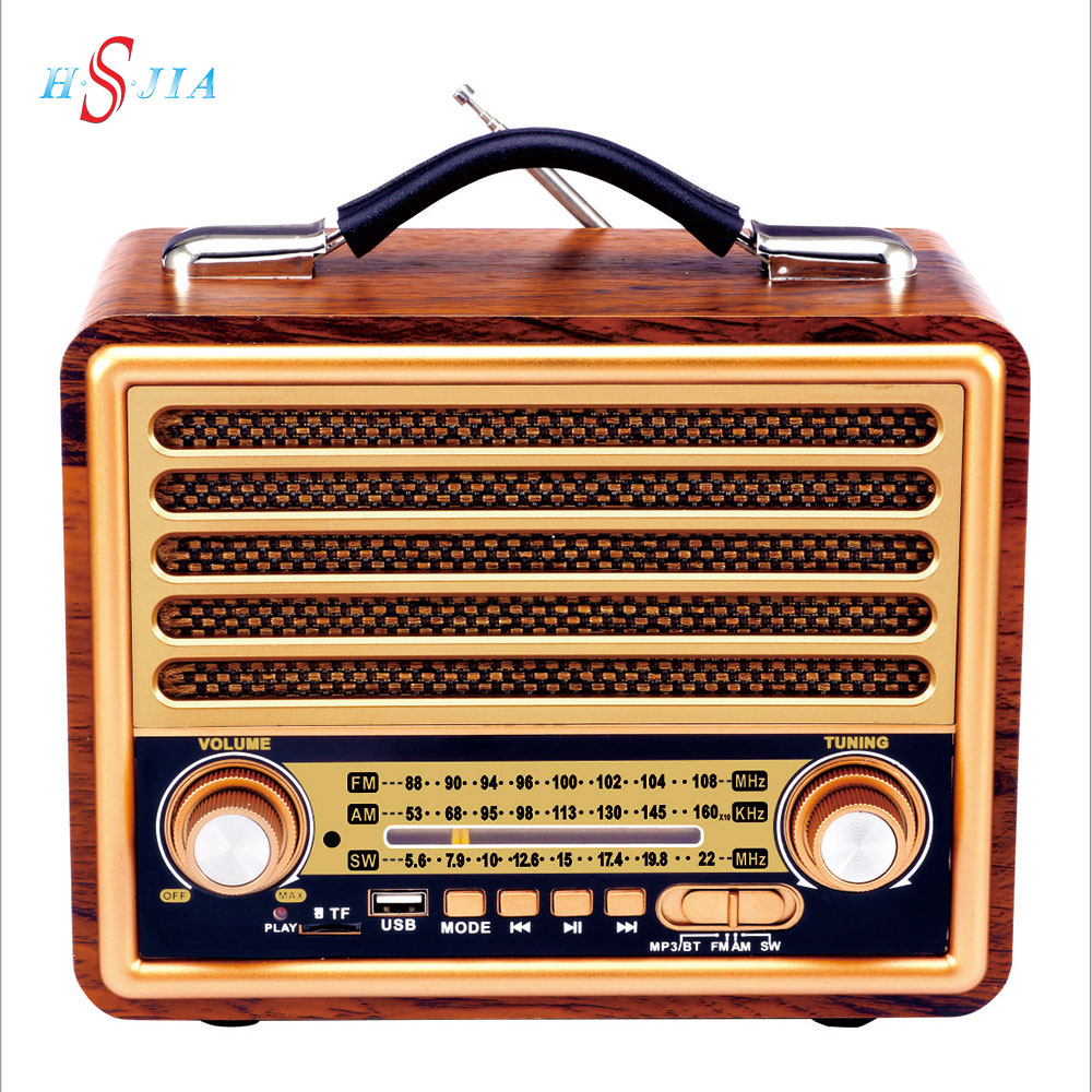 HS-2790 Rechargeable Sw Fm Am Multiband Wooden Retro Home Radios With Bass