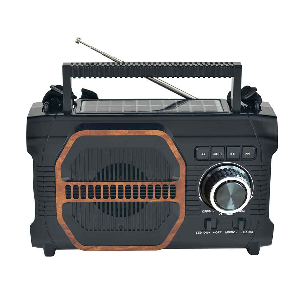 HS-2612 Factory supply Built-in speaker solar powered radio fm radio with aux 