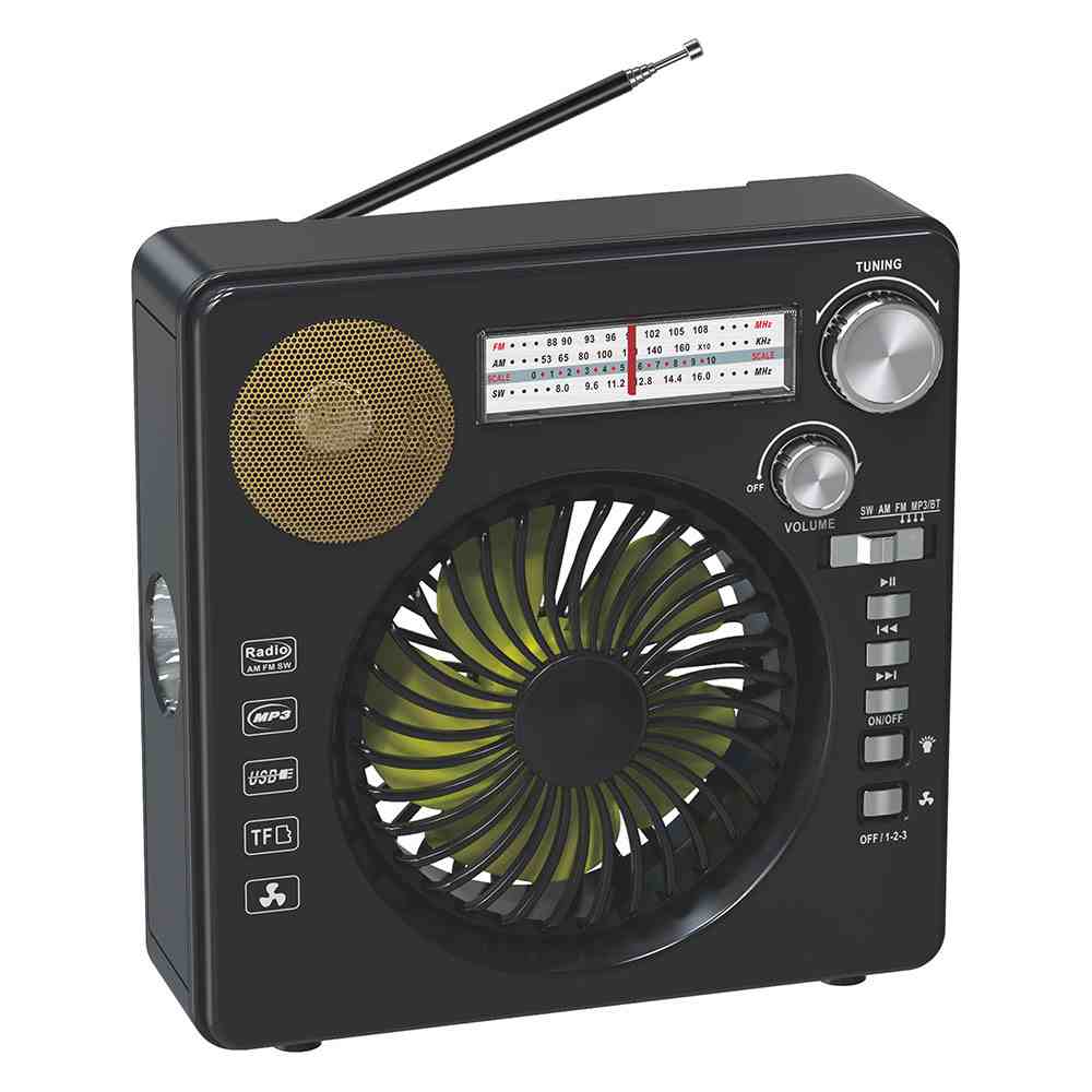 HS-2746 High Quality Rechargeable Mini led table Portable radio with Solar Fan