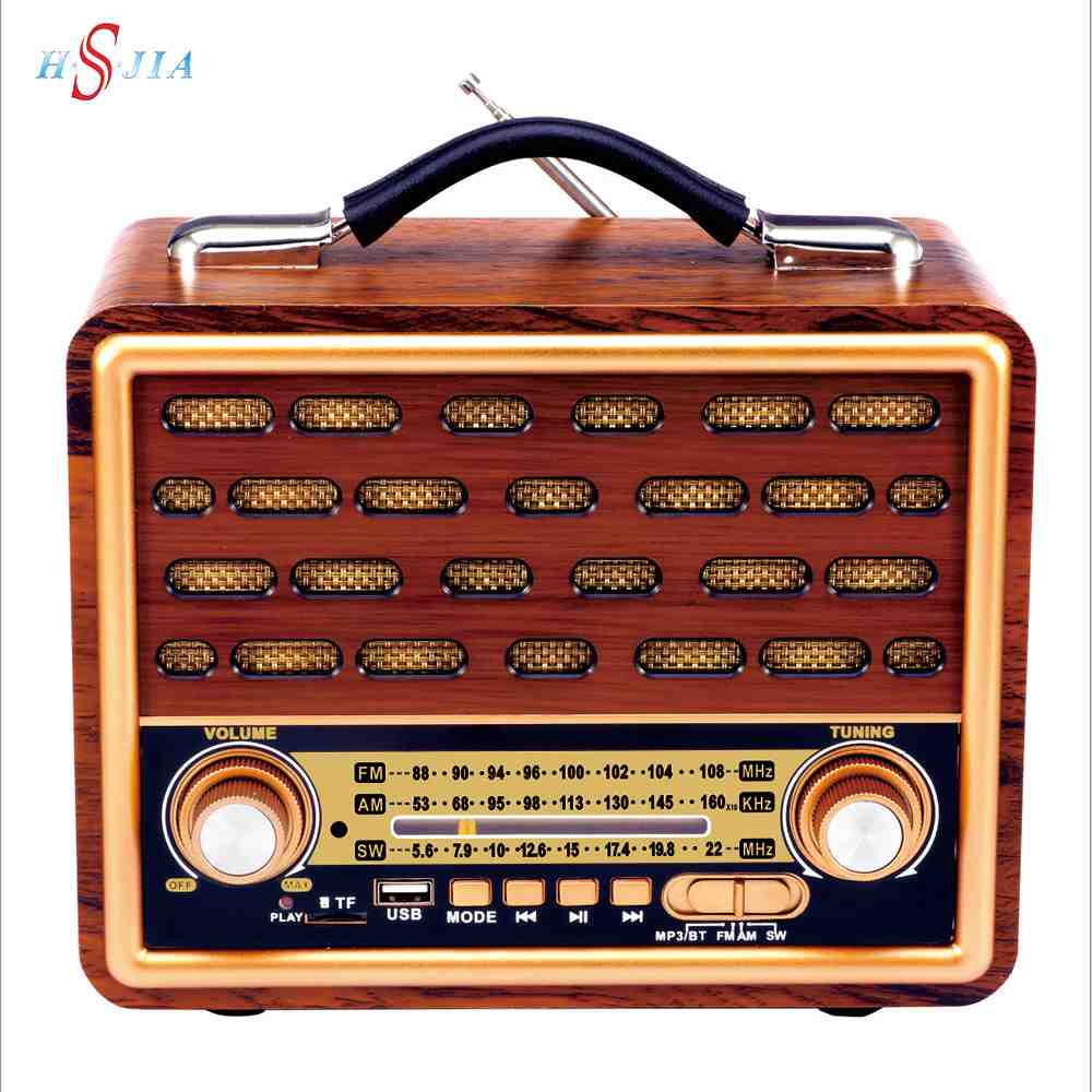 HS-2791 BT Retro good quality multi bands real wooden rechargeable radio 