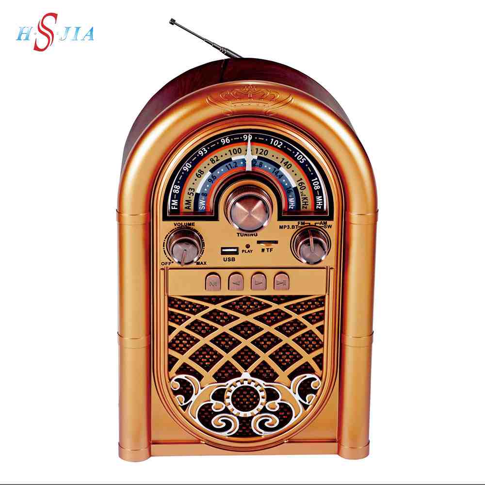 HS-2805  Retro multi band vintage wooden colors rechargeable radio with anntano