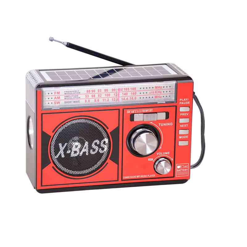 HS-2816 Digital Receiver B oom Box Speakers Solar Panel Charge USB BT with Torch