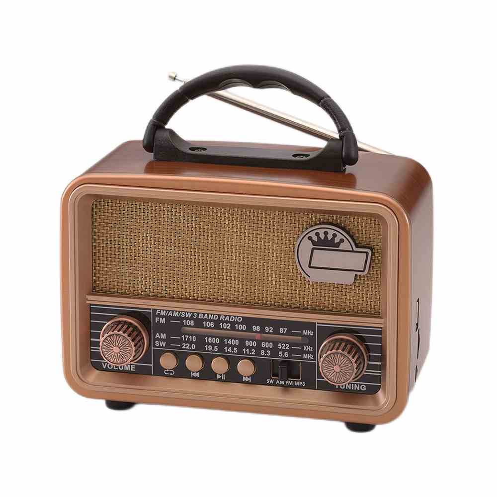 HS-2606 Retro Vintage Wooden Wireless Rechargeable USB FM AM SW 3 Bands Radio