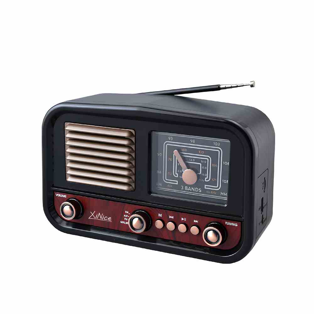 MLK-7846 Portable Vintage Retro radio Solar powered AC Rechargeable Classic 