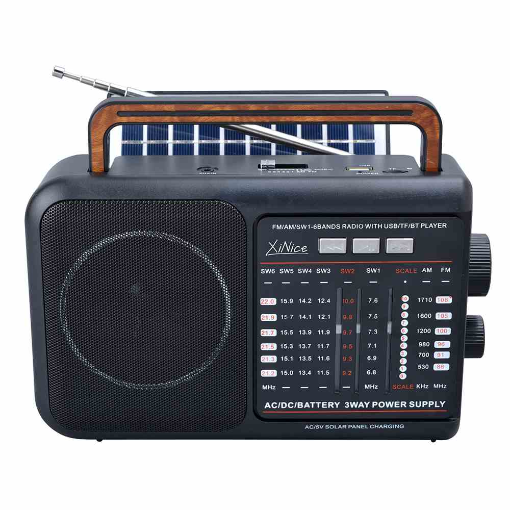 MLK-7912 Wholesale Am Fm Sw1-6 8 band radio handheld solar powered speaker